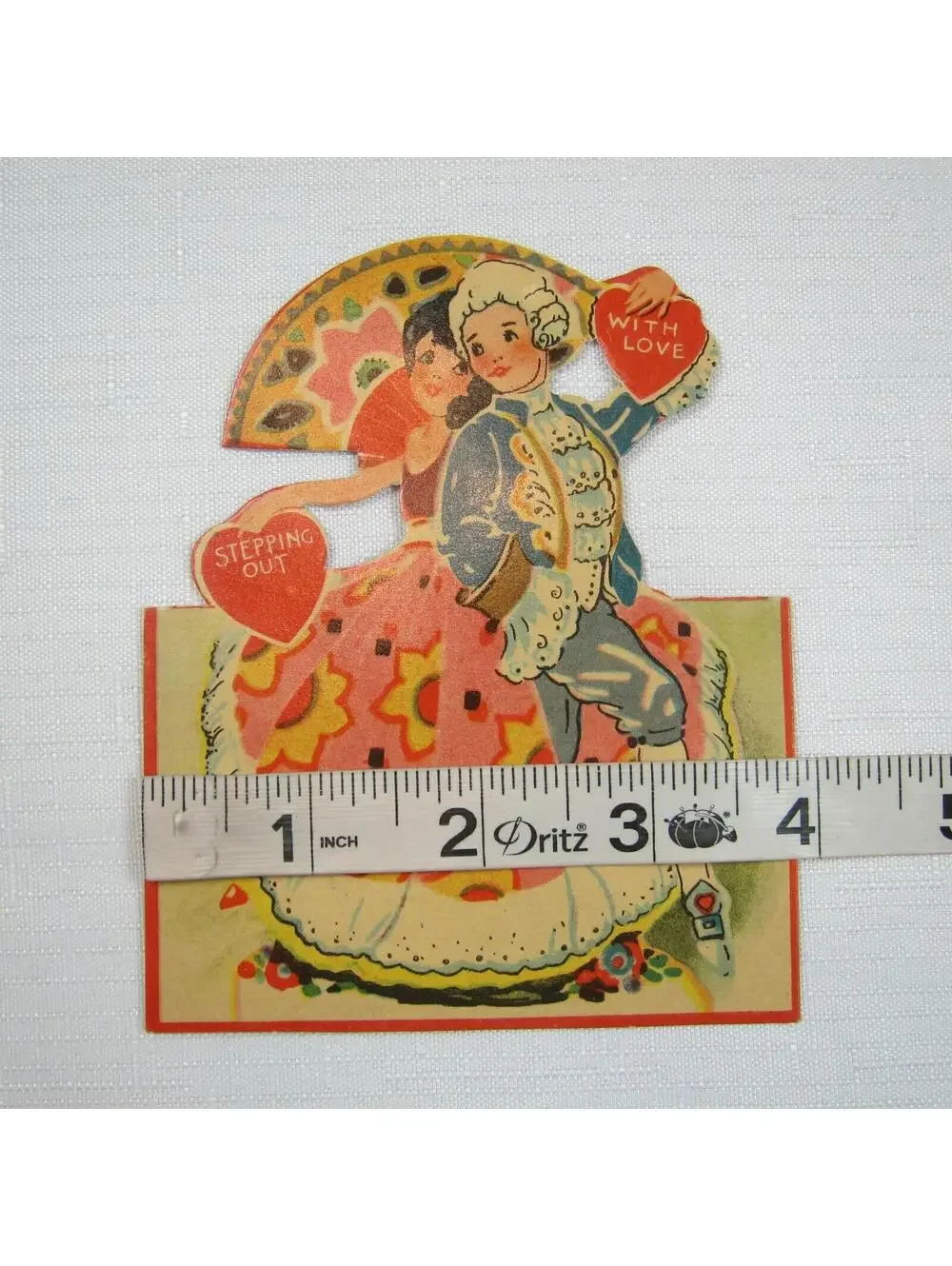 Vintage Valentine Stand Up Card Boy Wig & Flamenco Gypsy Girl Germany 1920s-30s